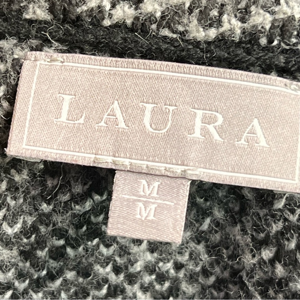 Laura Black & Grey Chevron Knit Long Cardigan with drop in pocket size medium - Picture 6 of 8